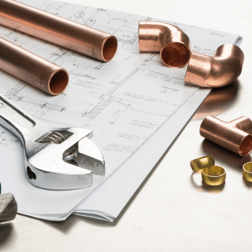 Plumbing wrenches and pipes